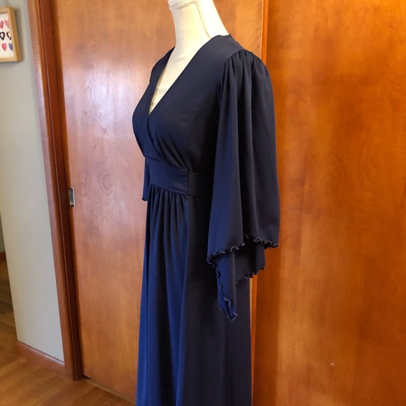 VINTAGE 70’s gorgeous navy blue dress - Picture 3 of 15